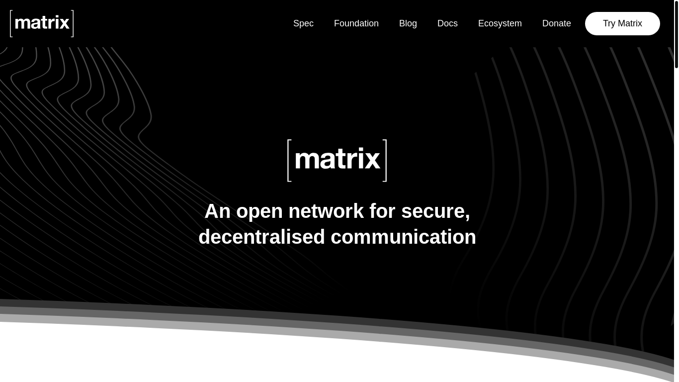 website screenshot of https://matrix.org/