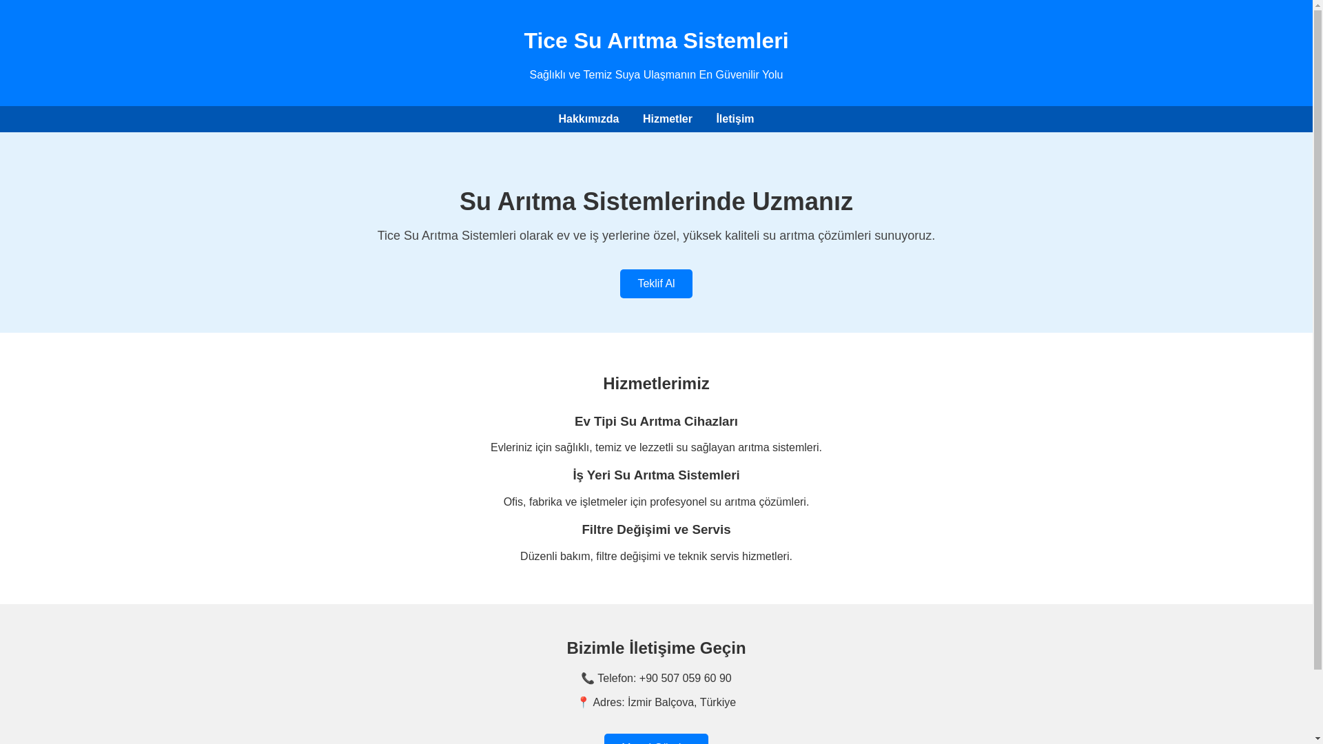 website screenshot of https://ticesuaritma.com.tr/