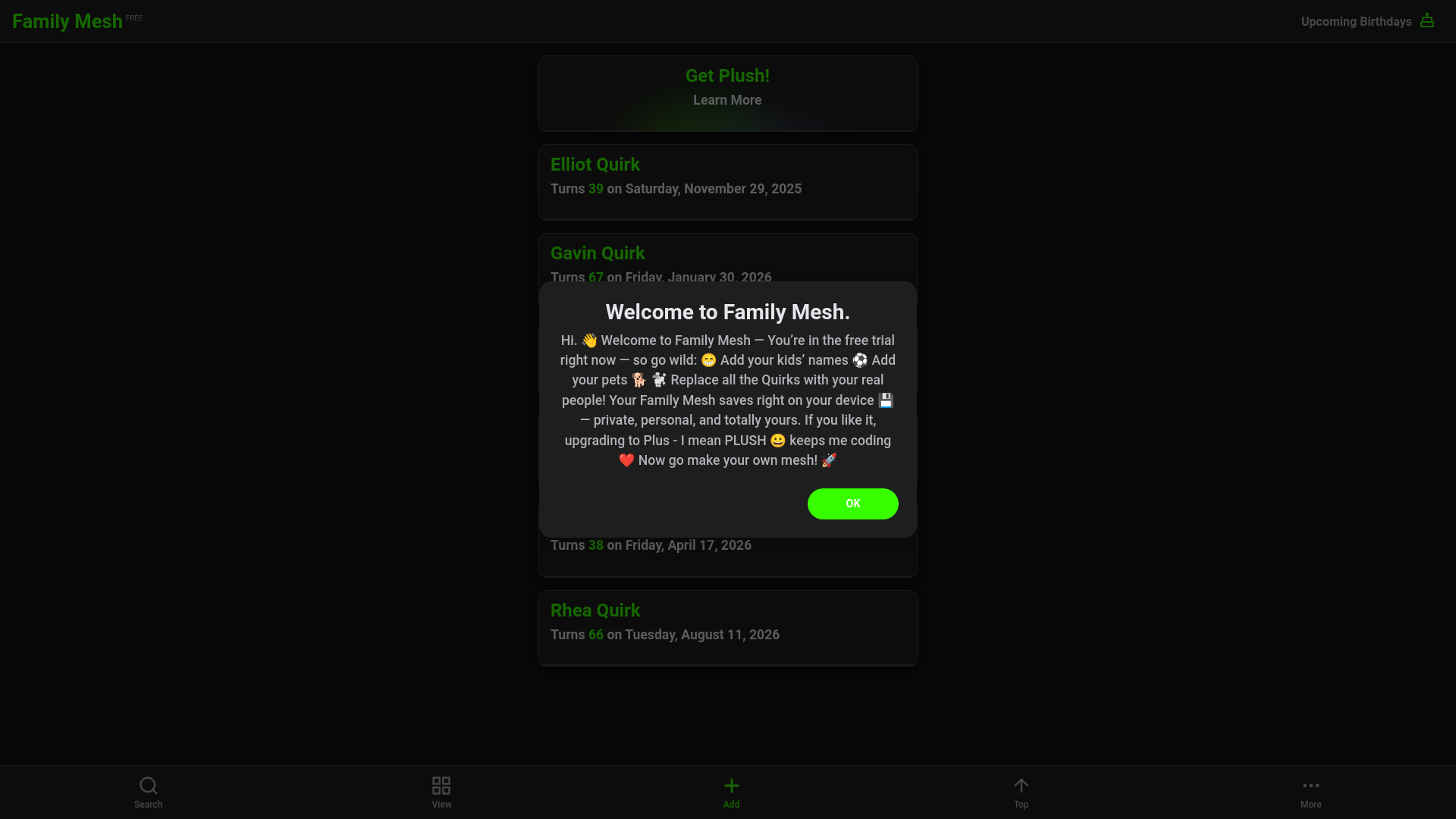 website screenshot of https://familymesh.app/