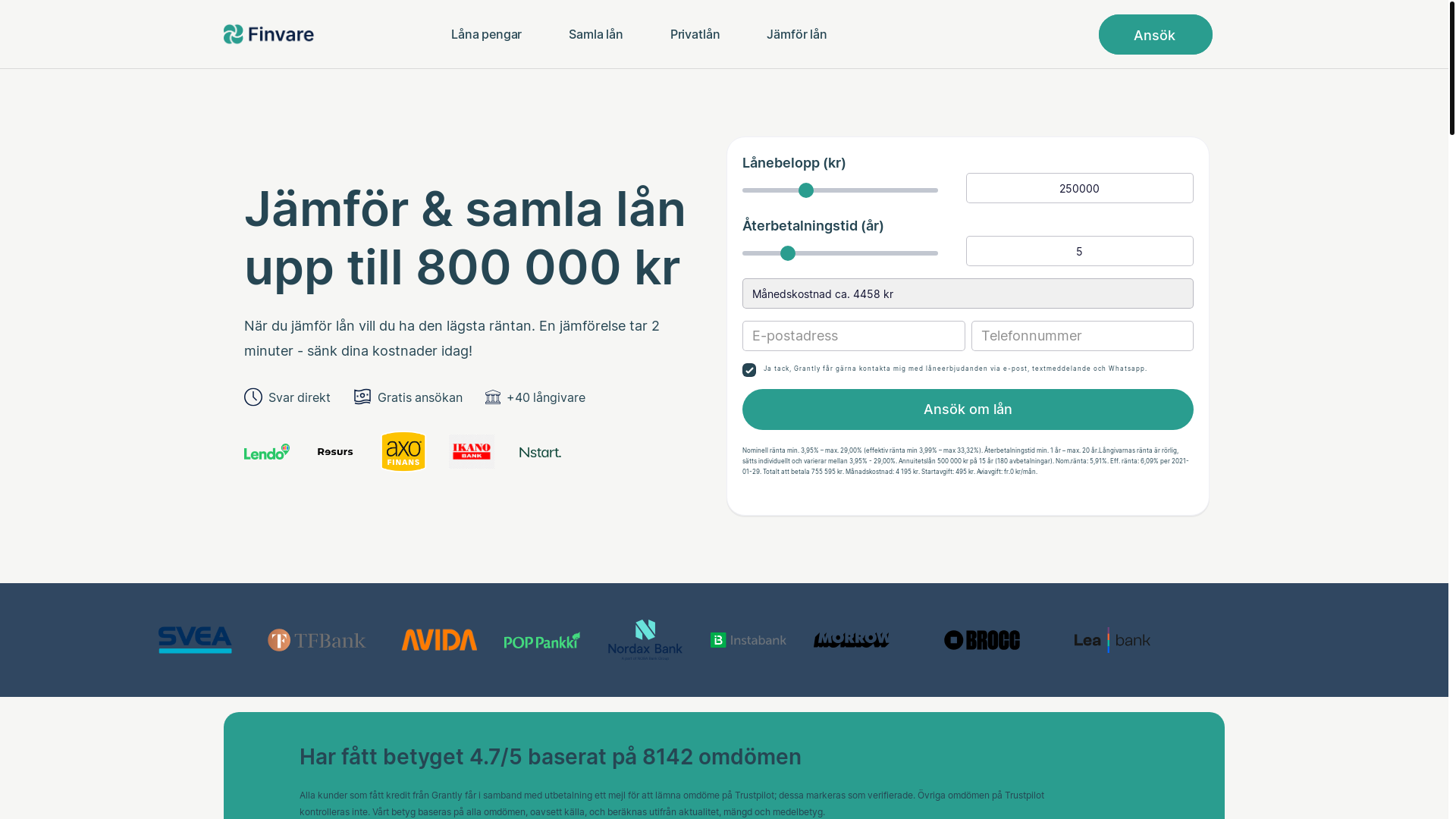 website screenshot of https://finvara.se/