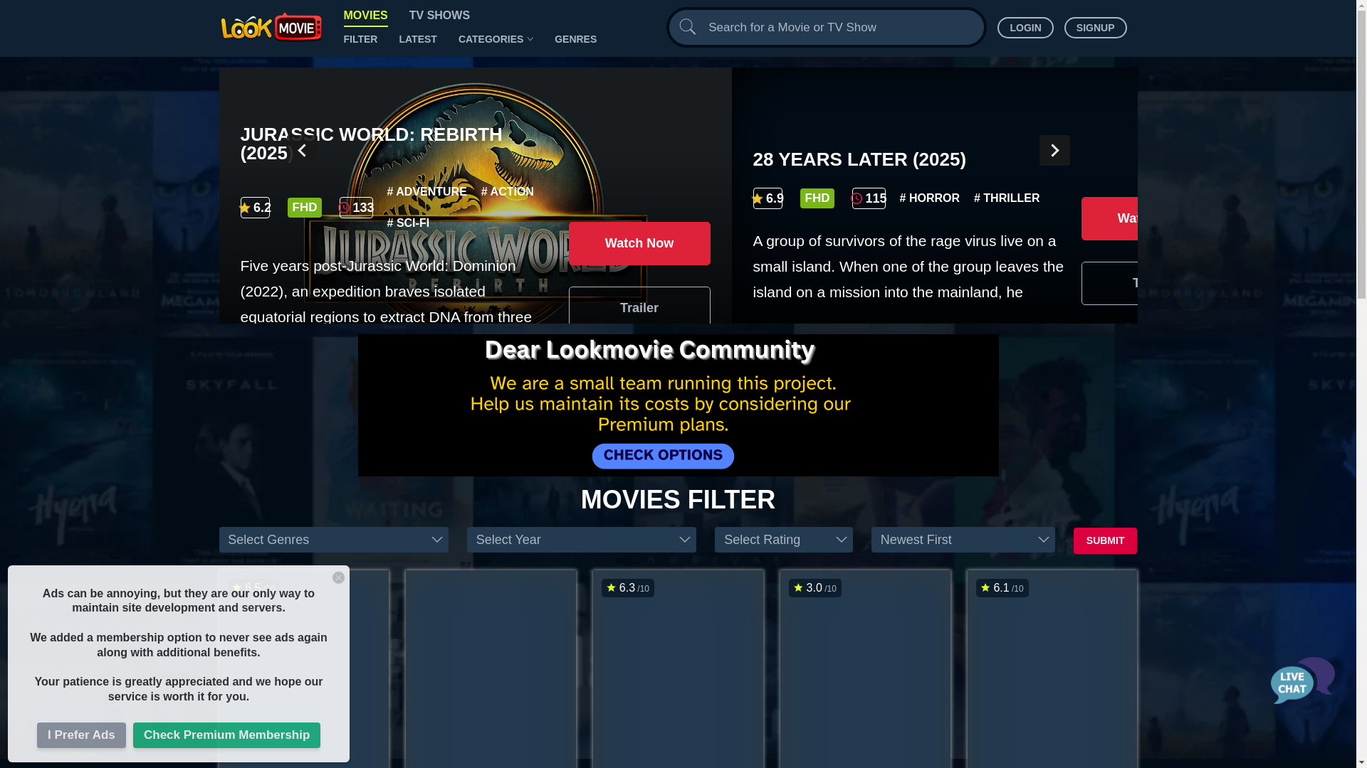 website screenshot of https://www.lookmovie2.to/