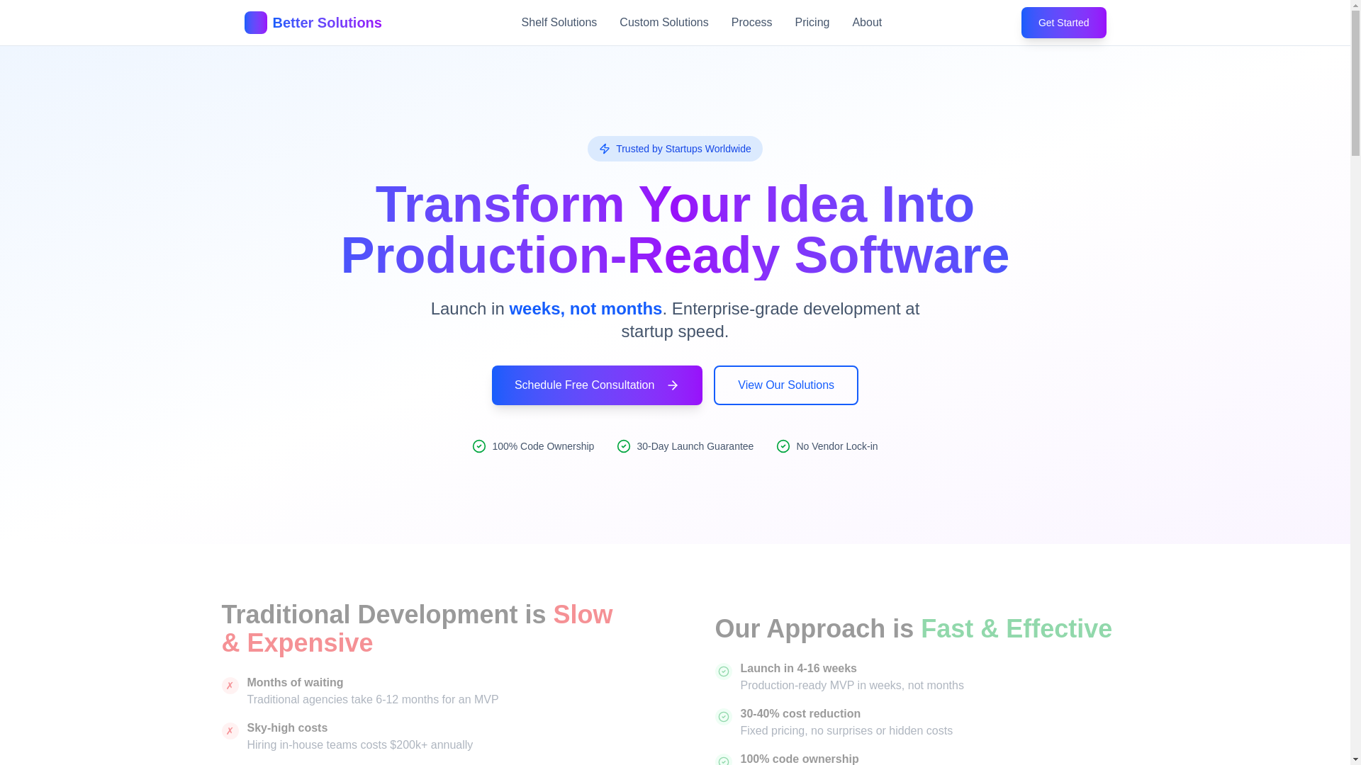 website screenshot of https://bettersolutions.dev/
