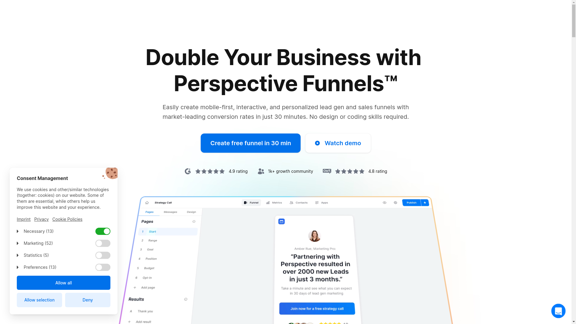 website screenshot of https://perspective.co/