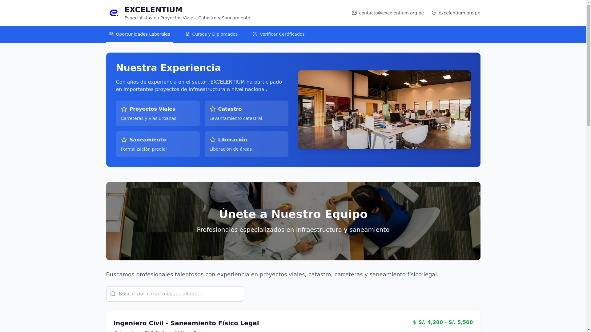 website screenshot of https://excelentium.org.pe/