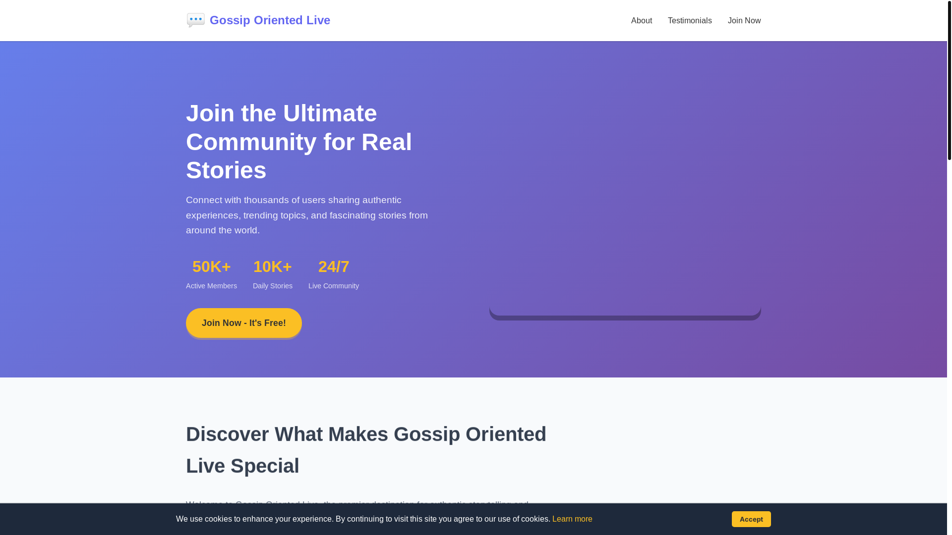 website screenshot of https://gossiporiented.live/