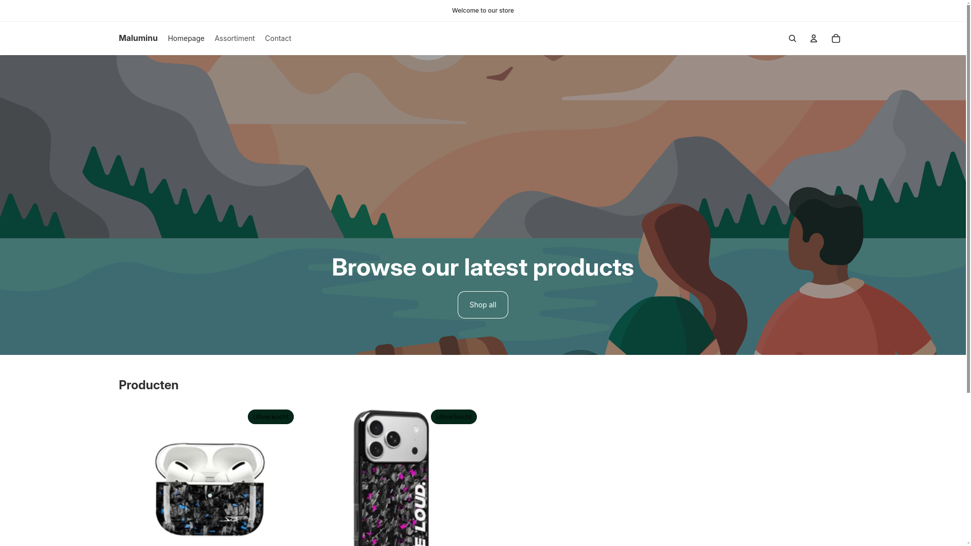 website screenshot of https://maluminu.com/