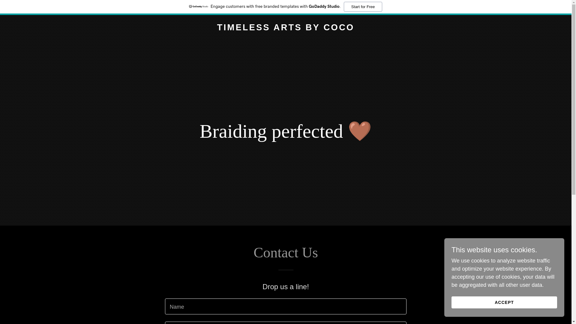 website screenshot of https://timelessartsbycoco.com/