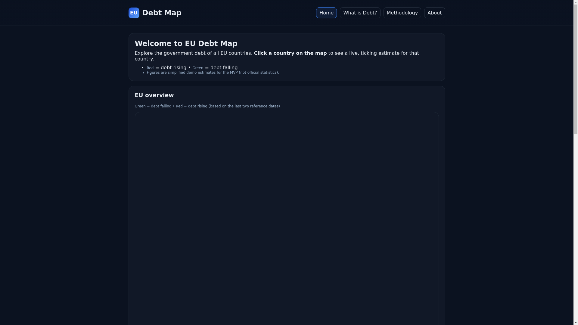 website screenshot of https://eudebtmap.com/
