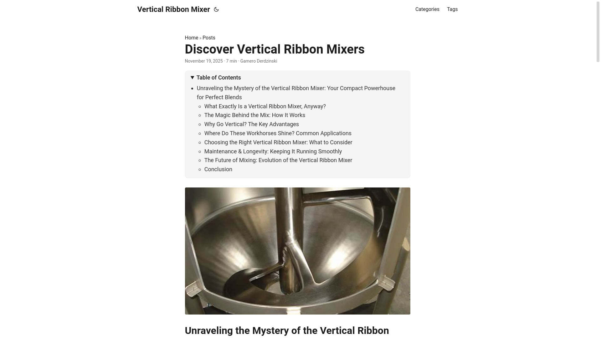 website screenshot of https://verticalribbonmixer.pages.dev/