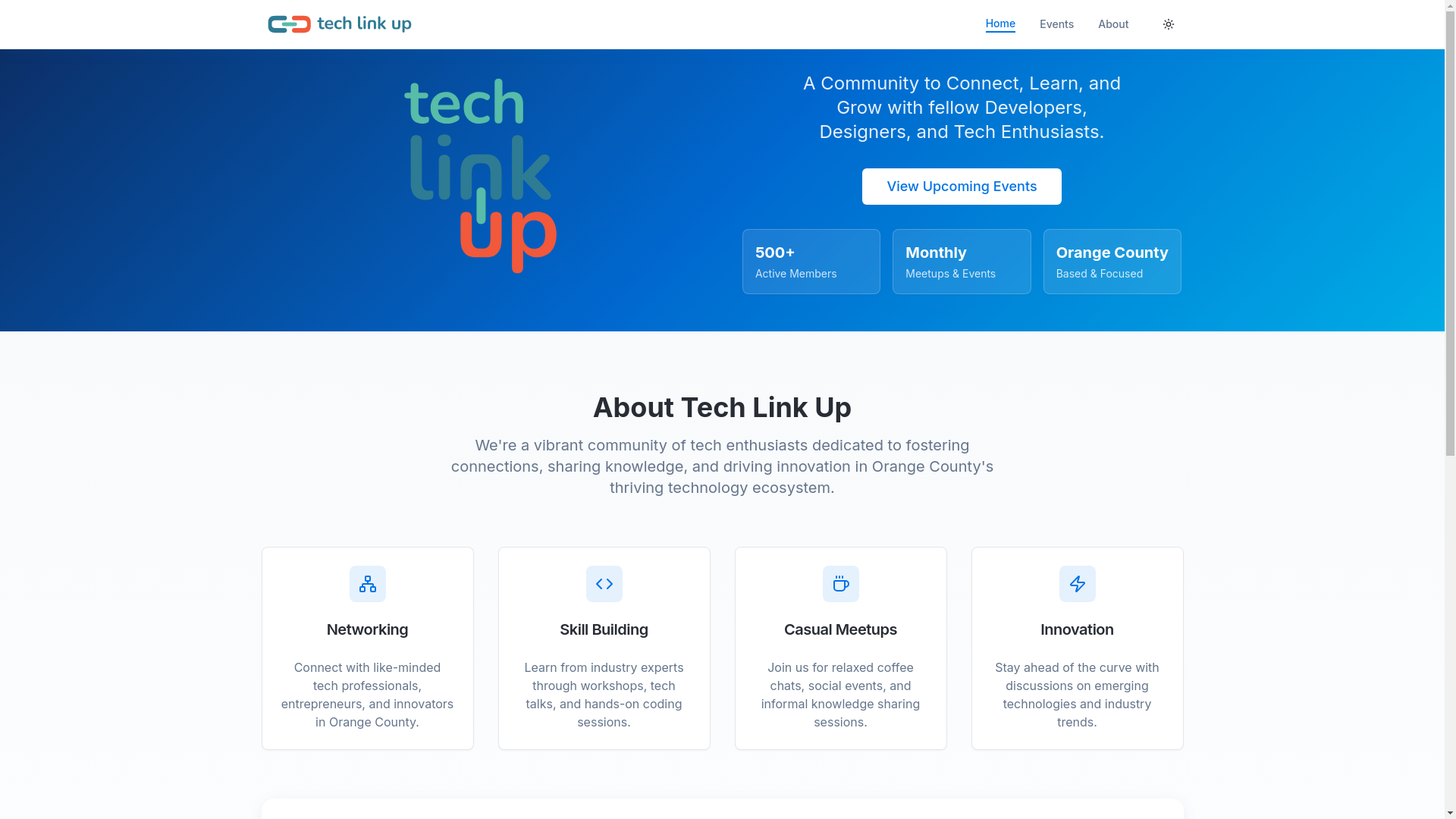 website screenshot of https://techlinkup.org/