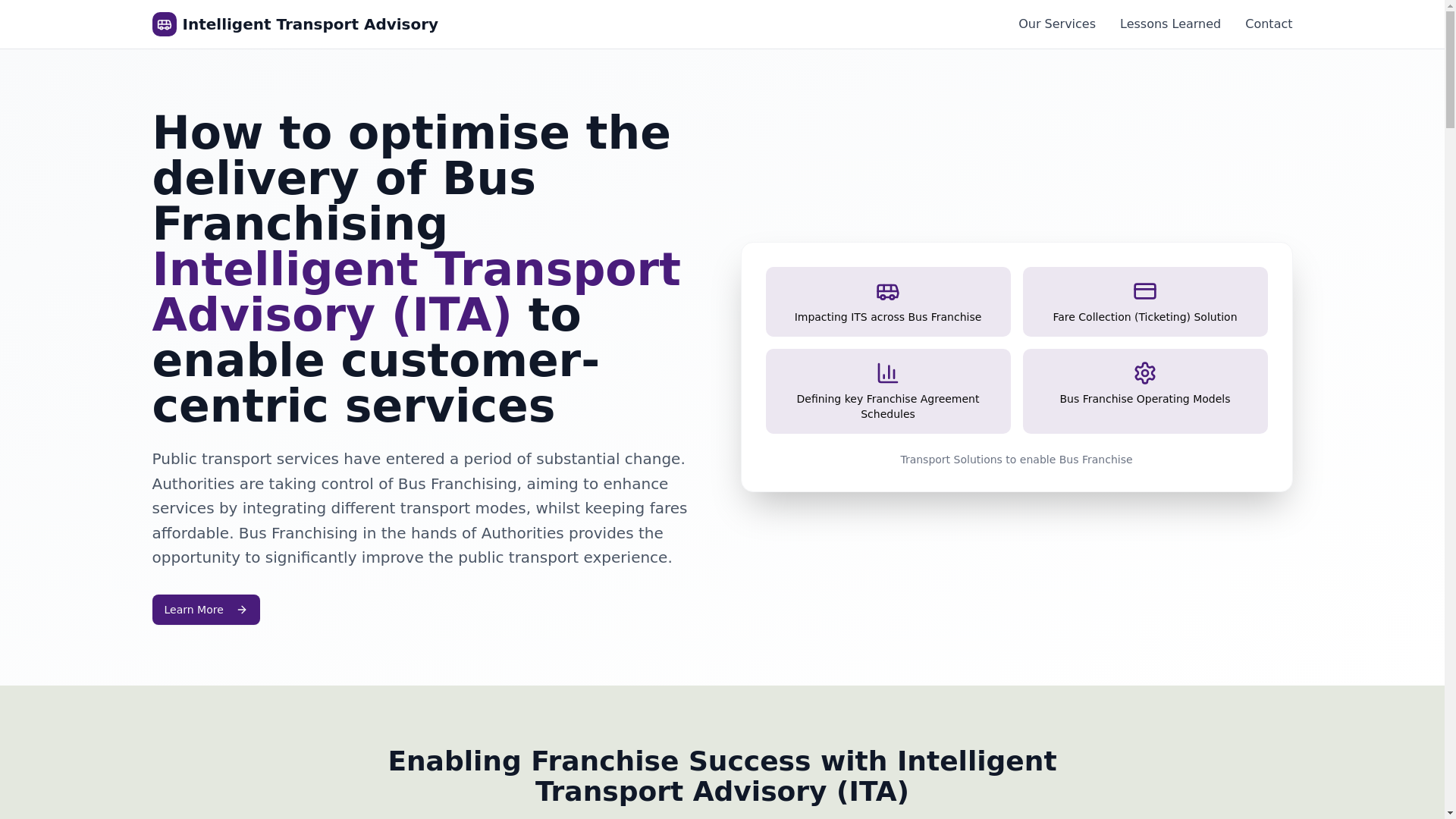 website screenshot of https://intelligenttransportadvisory.co.uk/