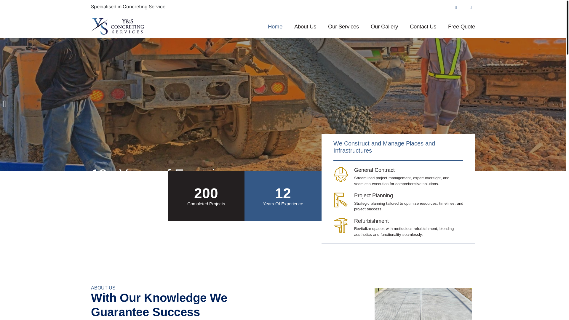 website screenshot of https://ys-concreting.pages.dev/