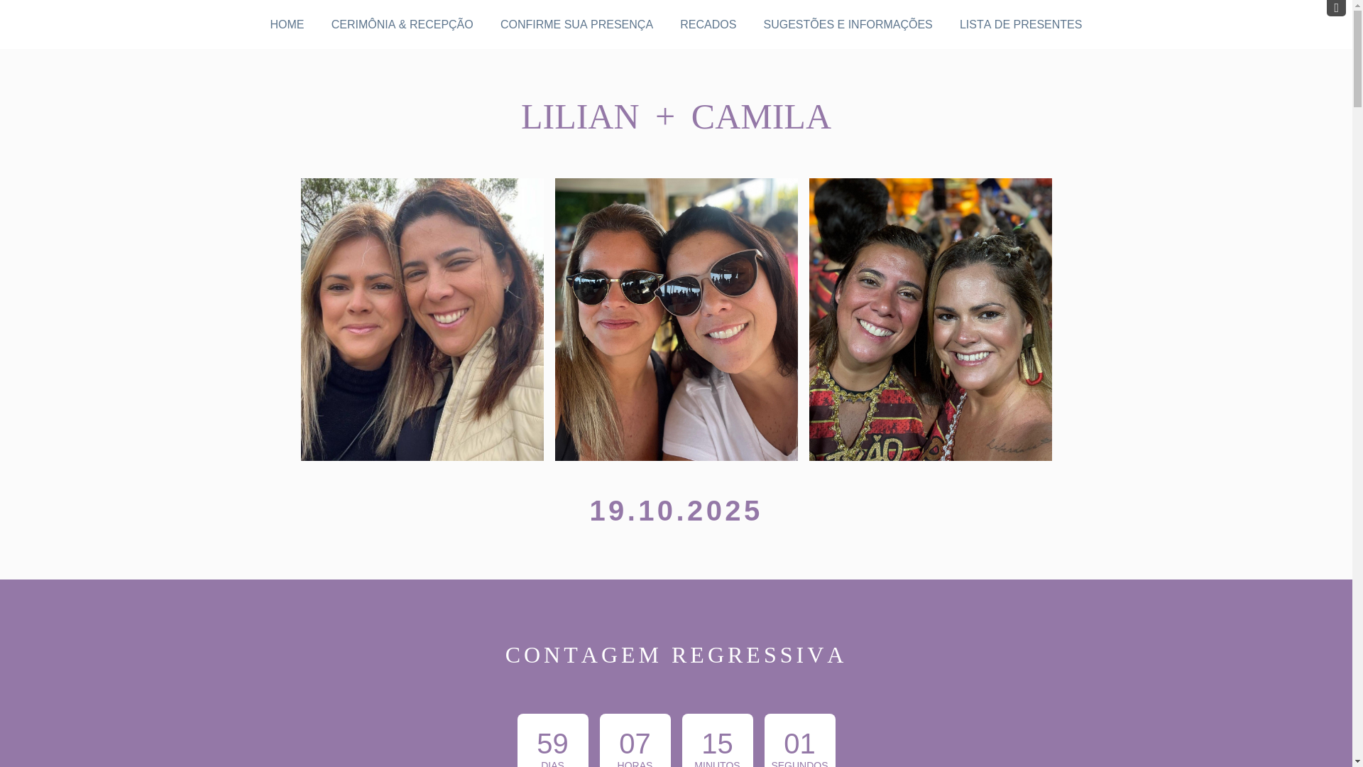 website screenshot of https://camilaelilian.com.br/