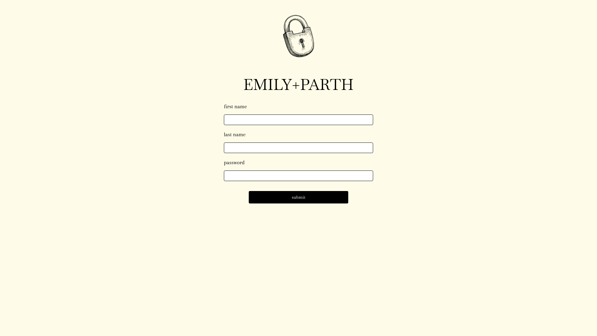 website screenshot of https://emilyandparth.co.uk/