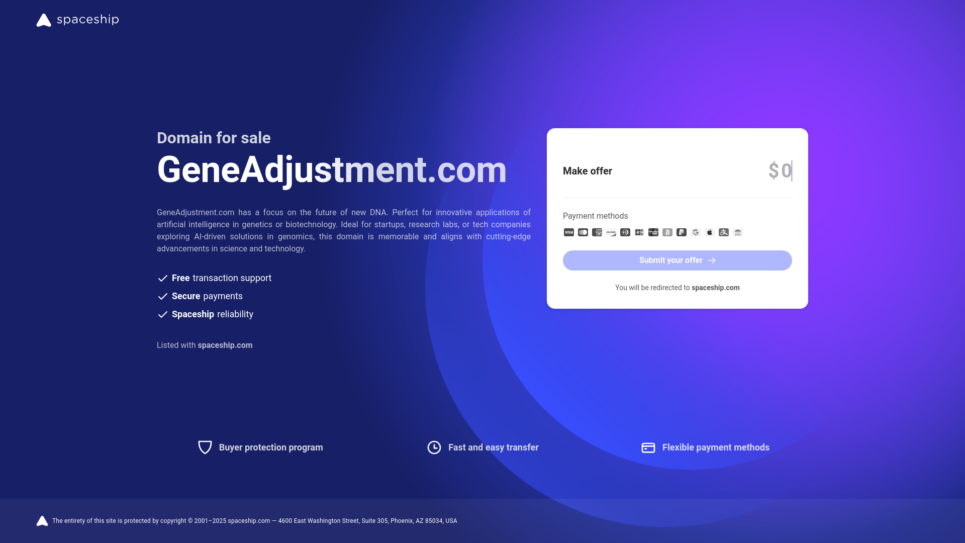 website screenshot of https://geneadjustment.com/