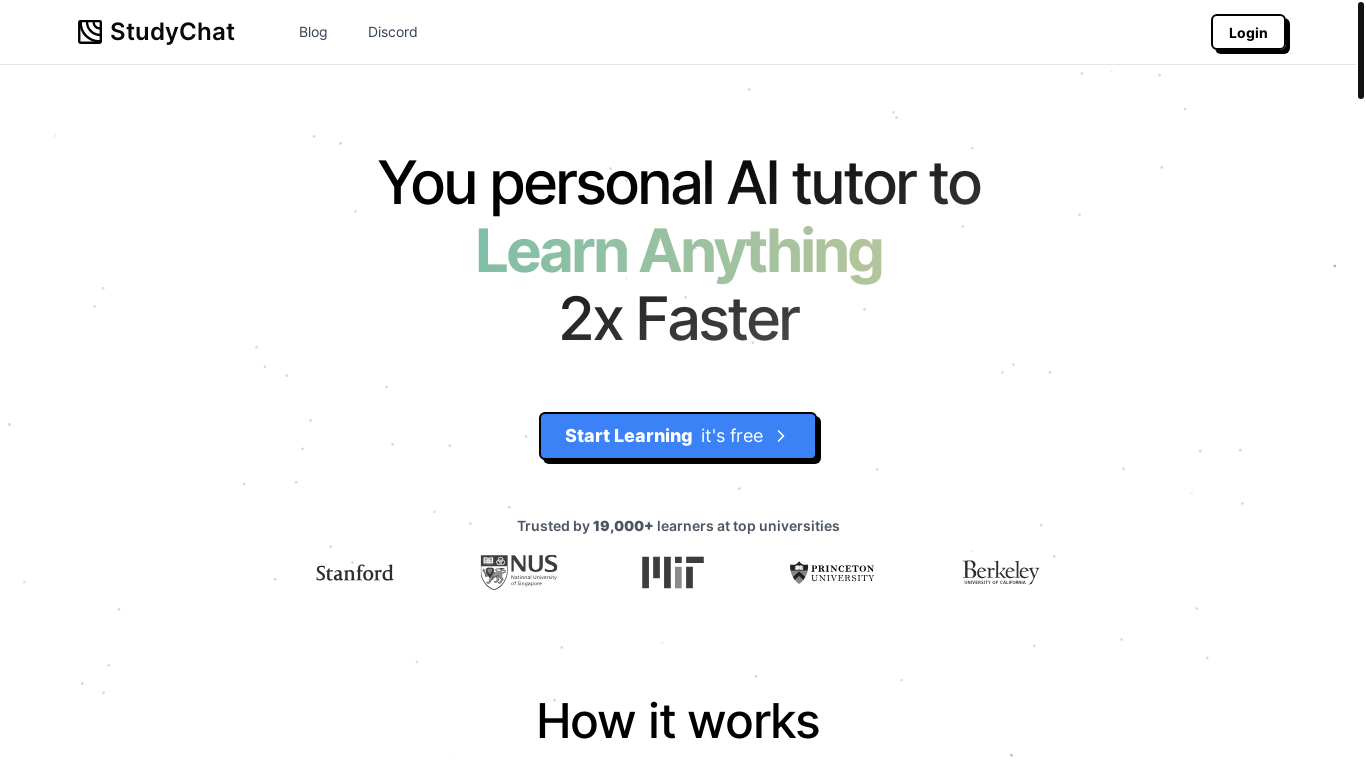 website screenshot of https://studychat.app/