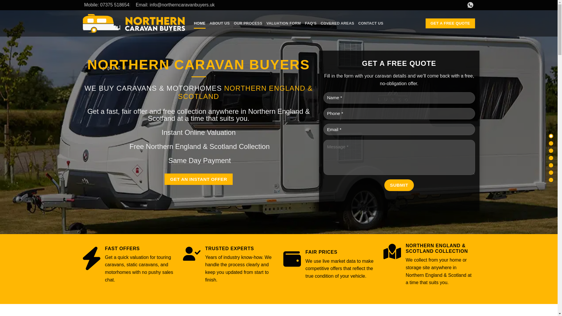 website screenshot of https://northerncaravanbuyers.uk/