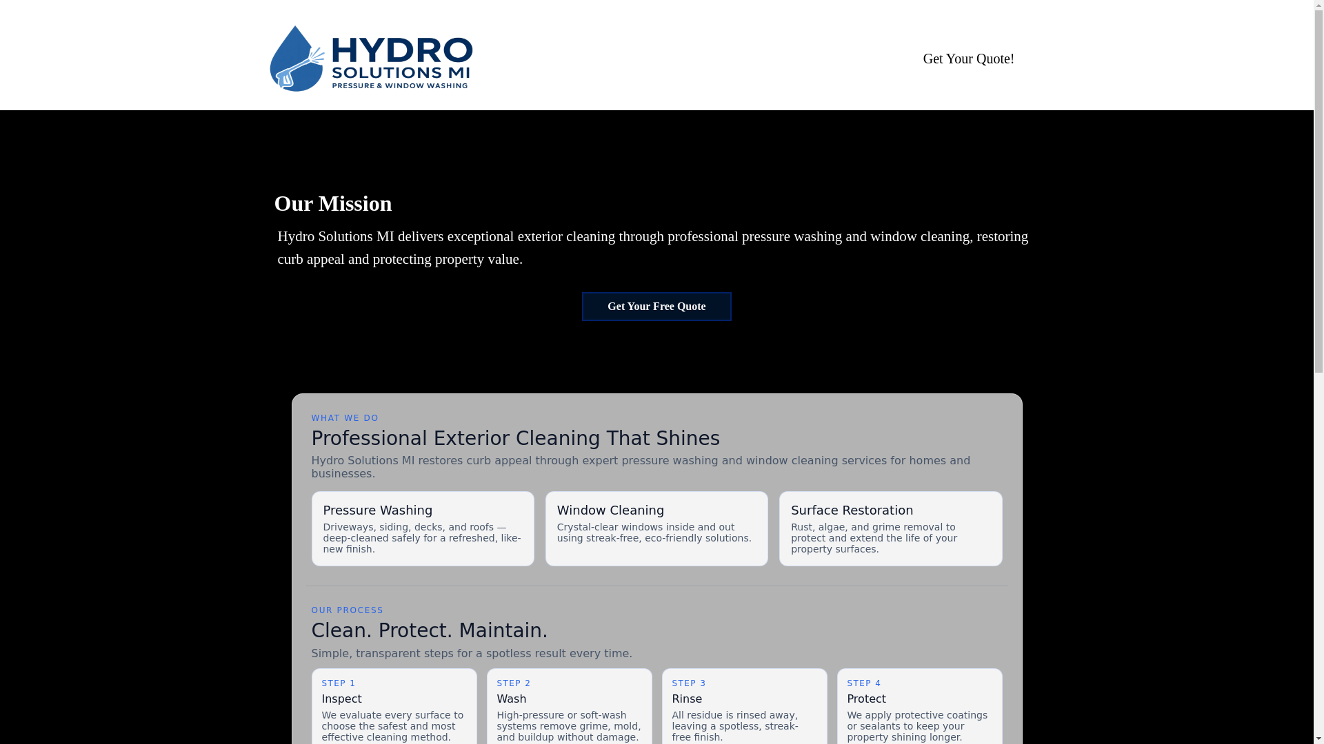 website screenshot of https://hydro-solutions-mi.com/
