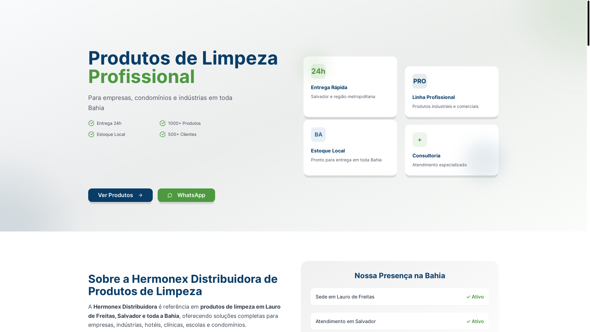 website screenshot of https://hermonexdistribuidora.com.br/