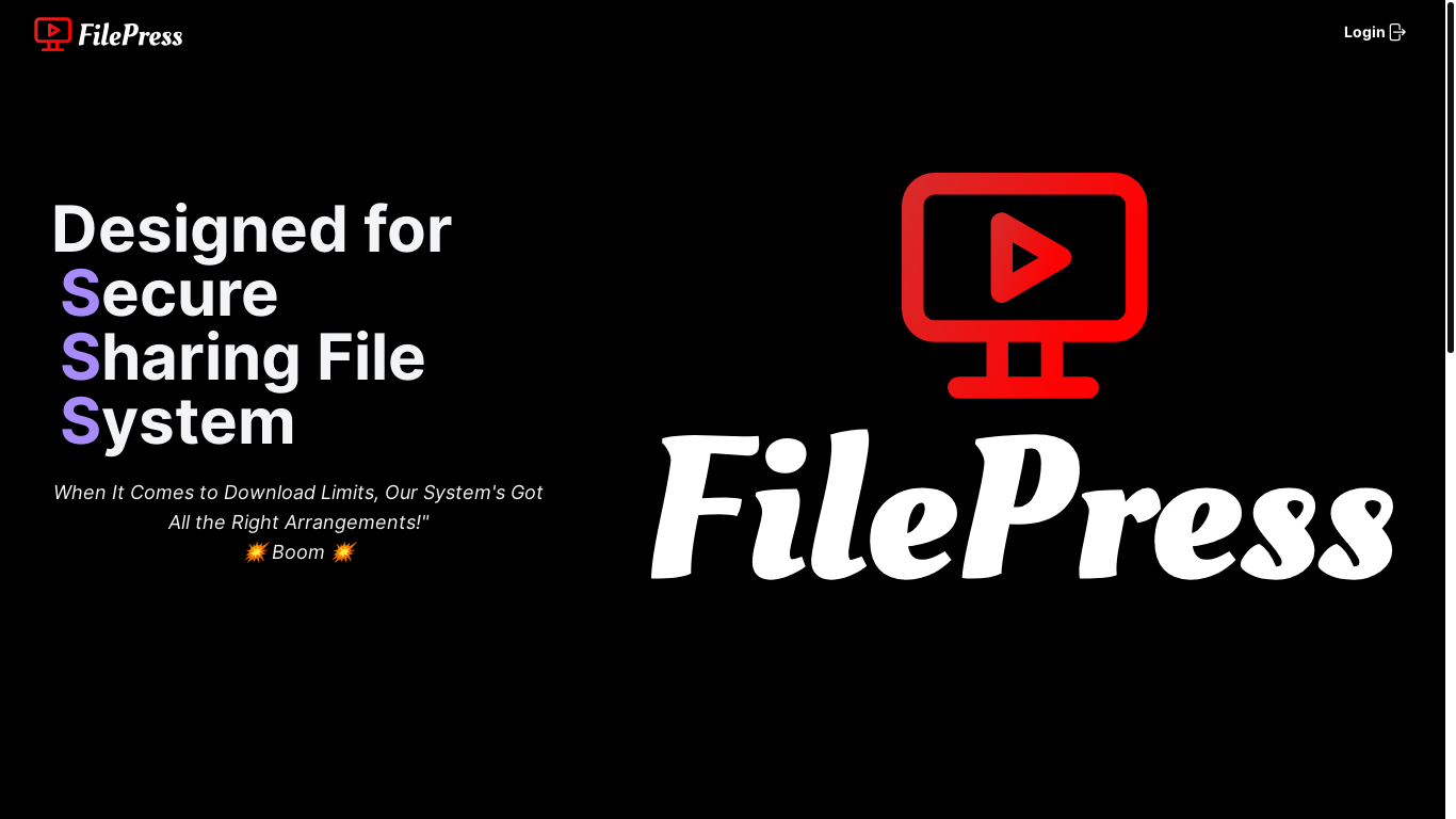 website screenshot of https://filepress.live/