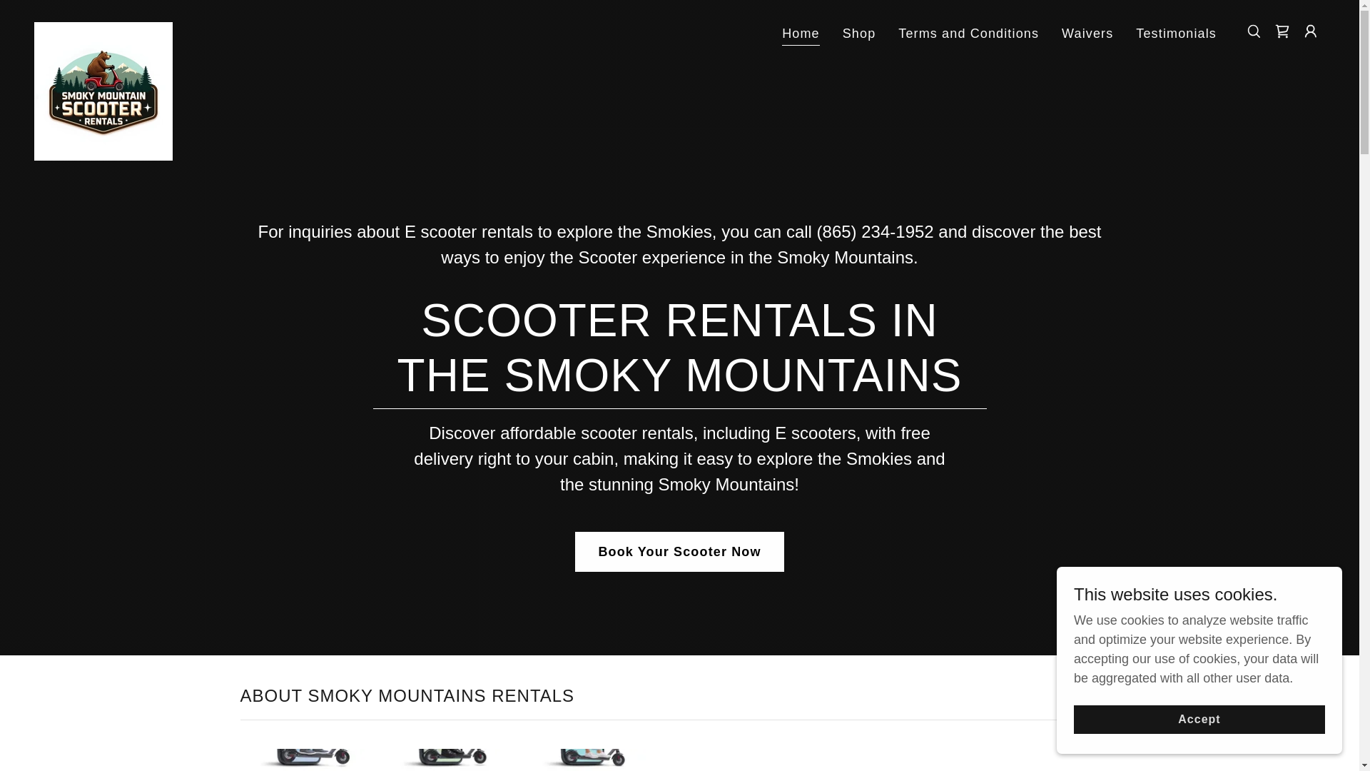 website screenshot of https://smokymountainscooter.com/