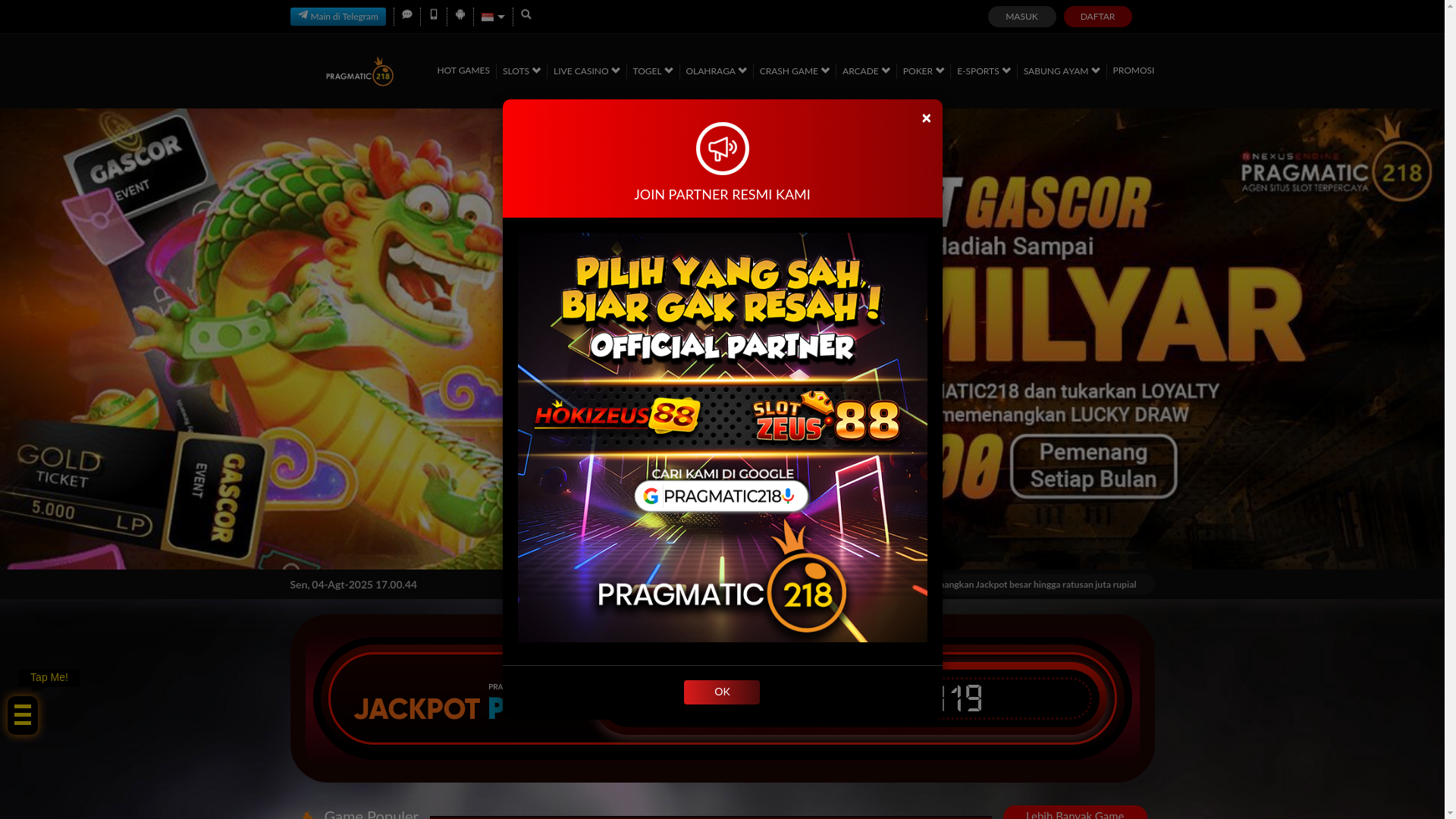 website screenshot of https://pragmatic218c.store/