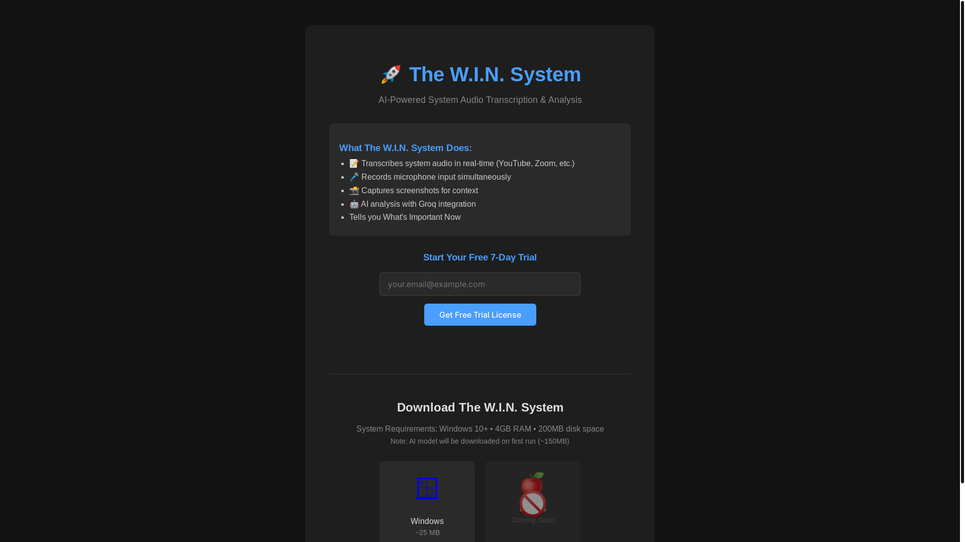 website screenshot of https://winsystem.dev/