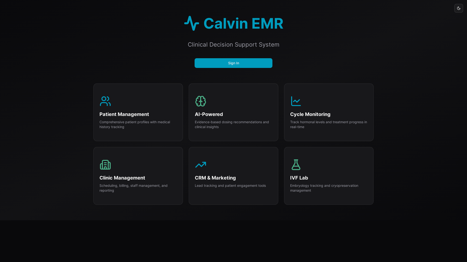 website screenshot of https://calvinemr-demo.com/