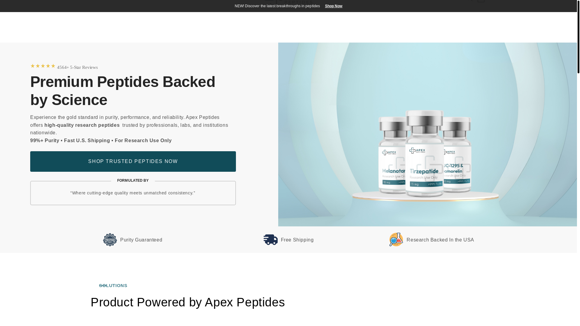 website screenshot of https://apexpeptides.org/