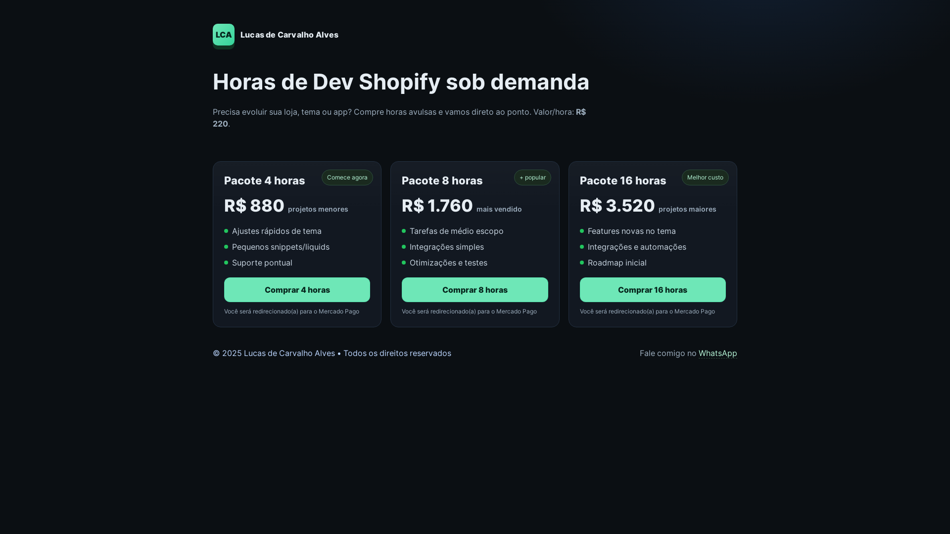 website screenshot of https://lucasdecarvalhoal.com.br/