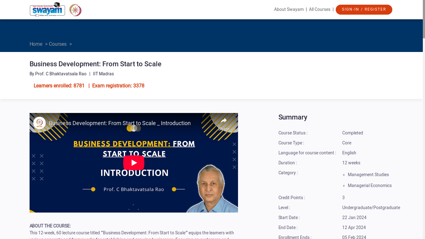 website screenshot of https://onlinecourses.nptel.ac.in/noc24_mg10/preview