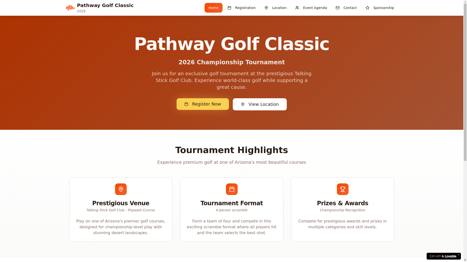 website screenshot of https://pathwaygolfclassic.com/