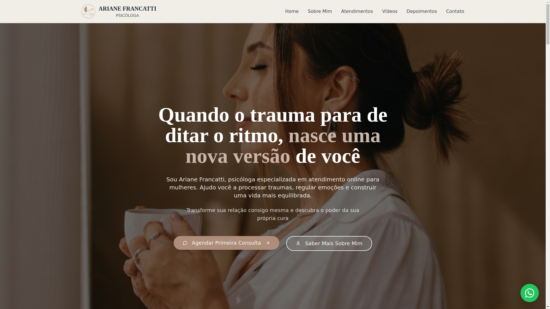 website screenshot of https://arianefrancatti.com.br/