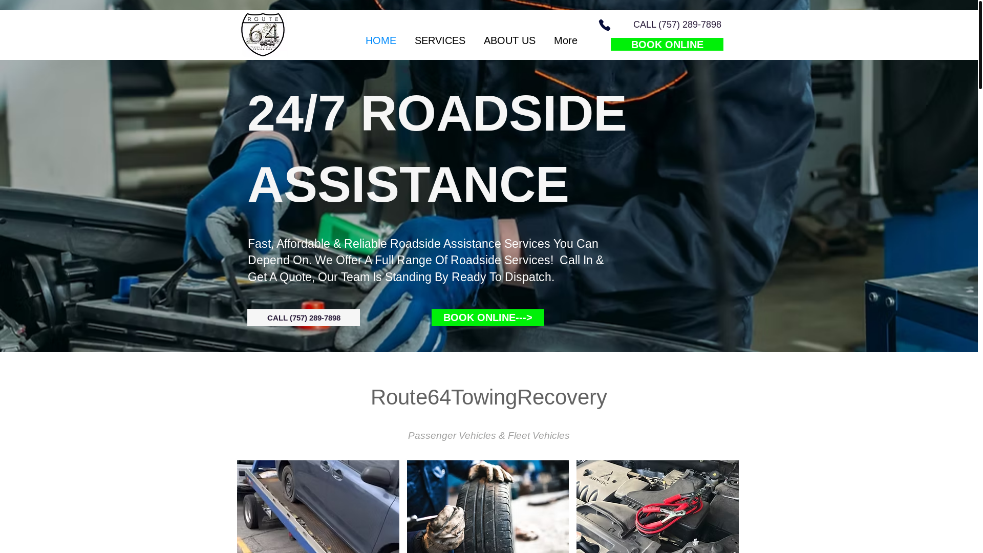 website screenshot of https://route64towingrecoveryservices.com/