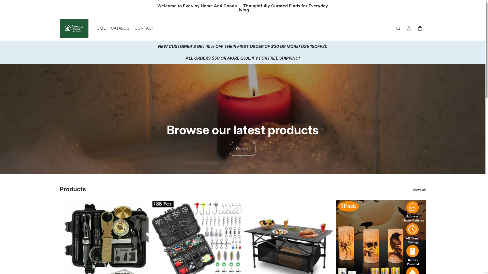 website screenshot of https://everyjoygoods.shop/