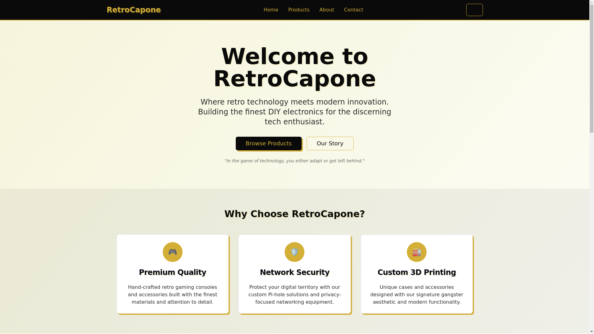 website screenshot of https://retrocapone.com/
