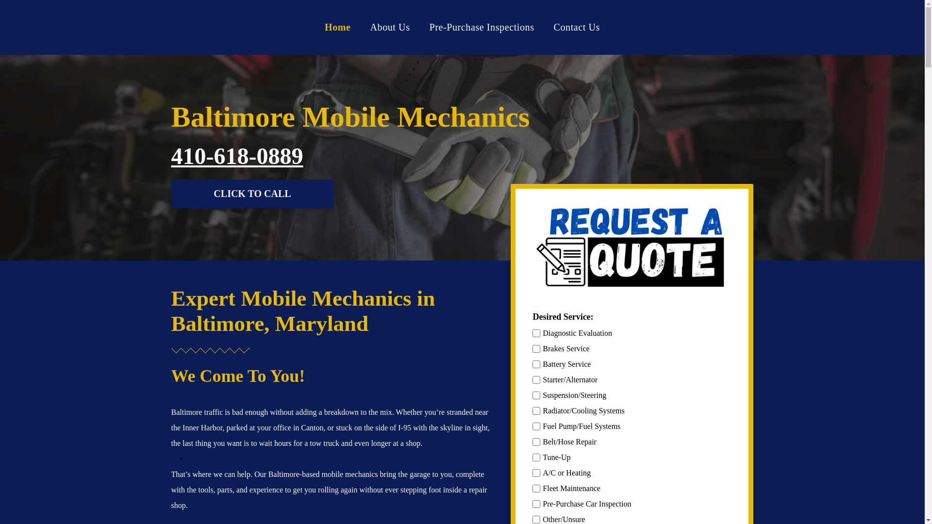 website screenshot of https://baltimoremdmobilemechanics.com/