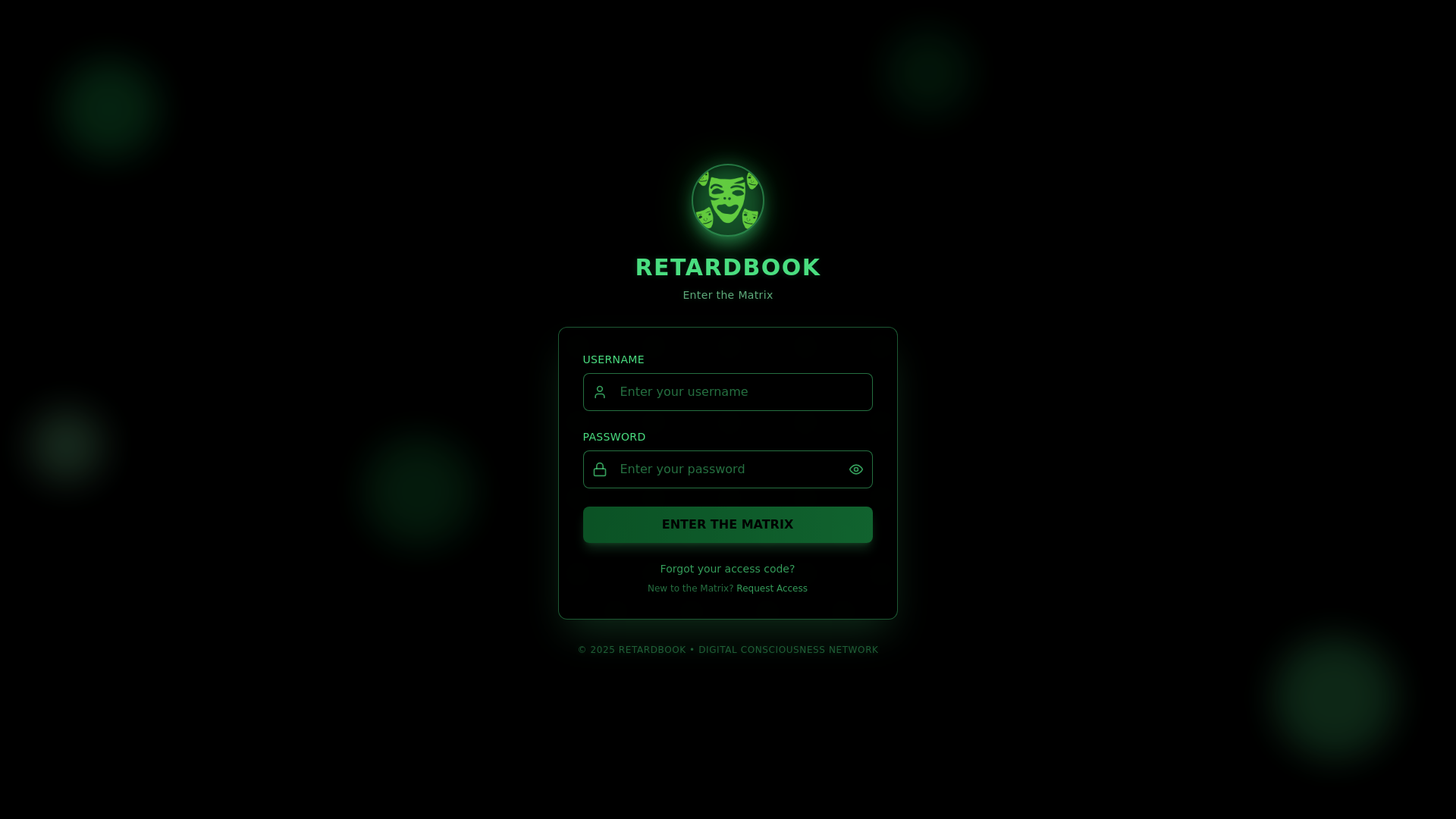 website screenshot of https://retardbook.org/