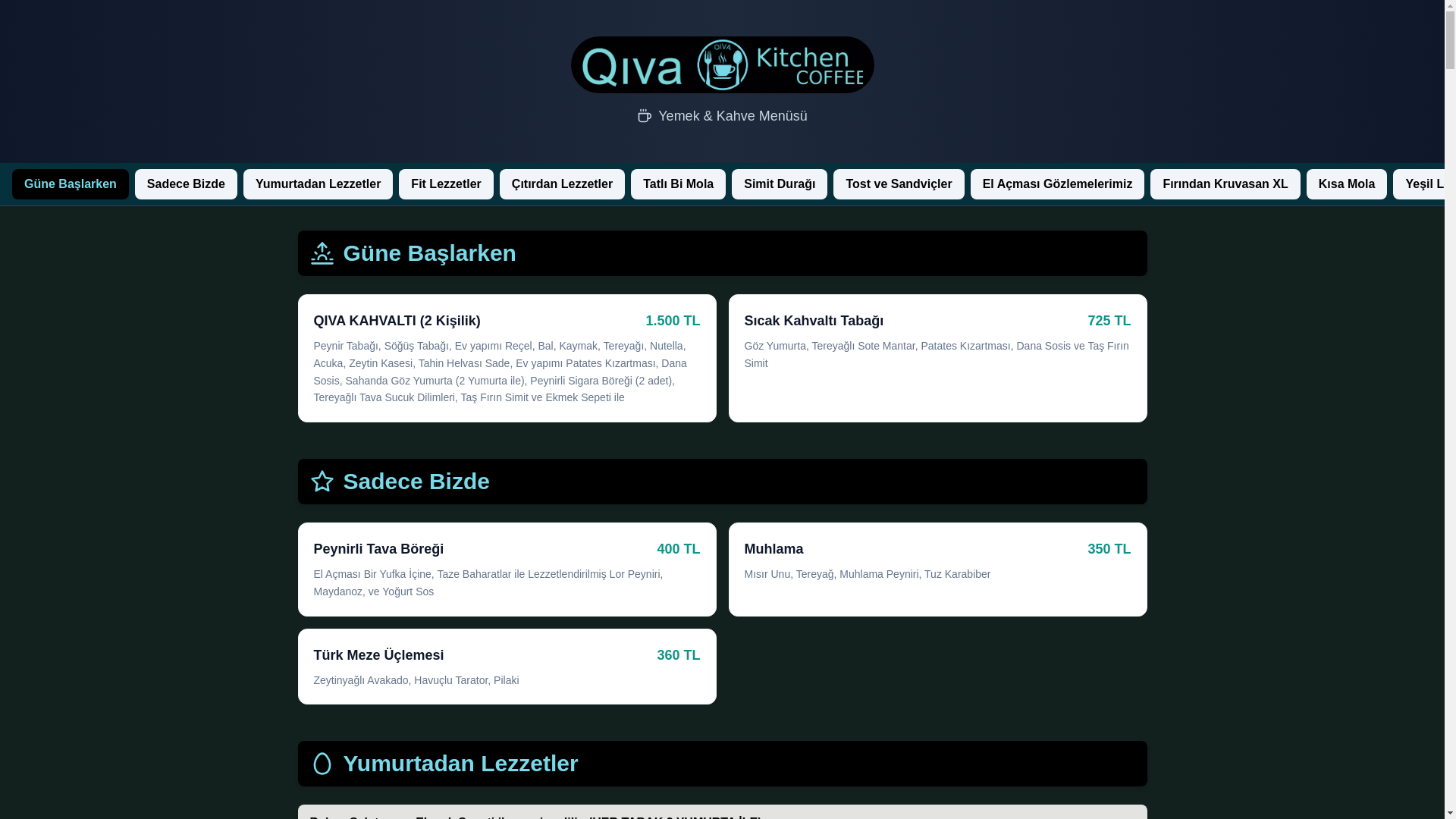 website screenshot of https://qiva-menu.pages.dev/