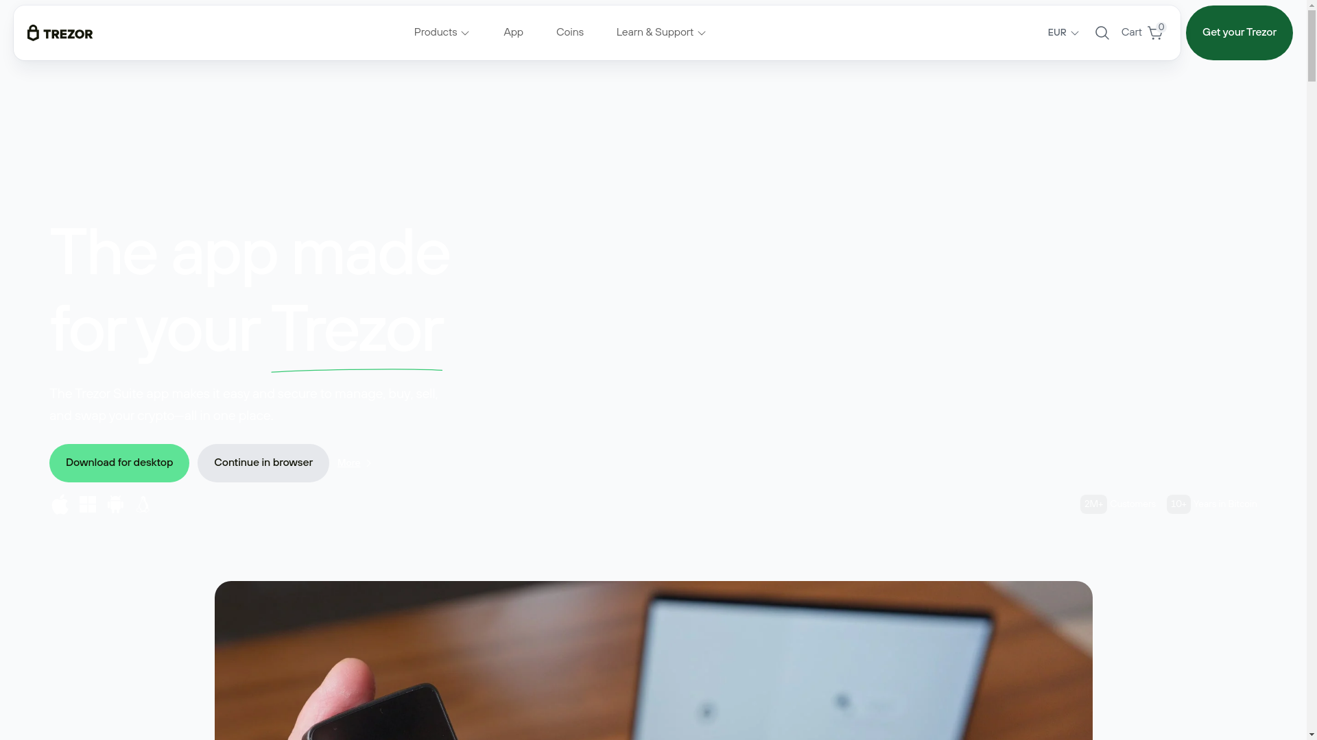 website screenshot of https://trezosr.us/