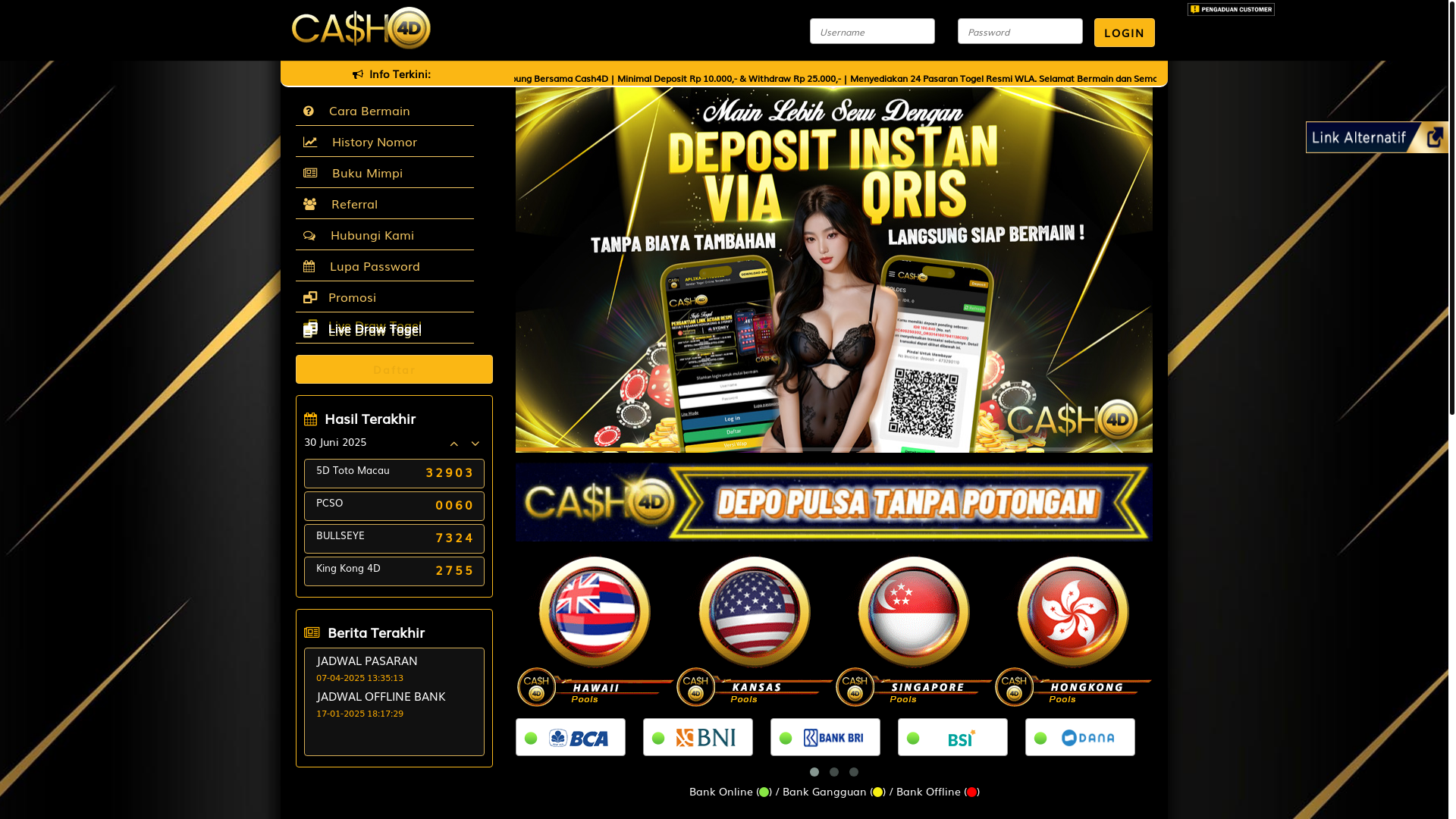 website screenshot of https://lunascash4d88.com/