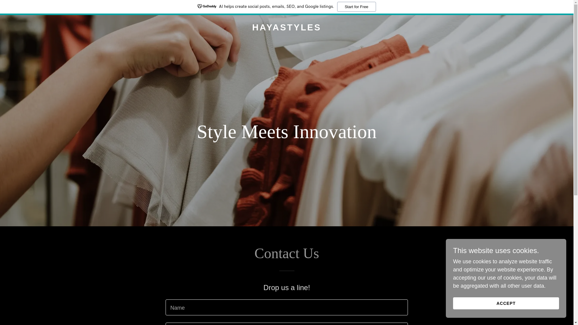 website screenshot of https://hayastyles.store/