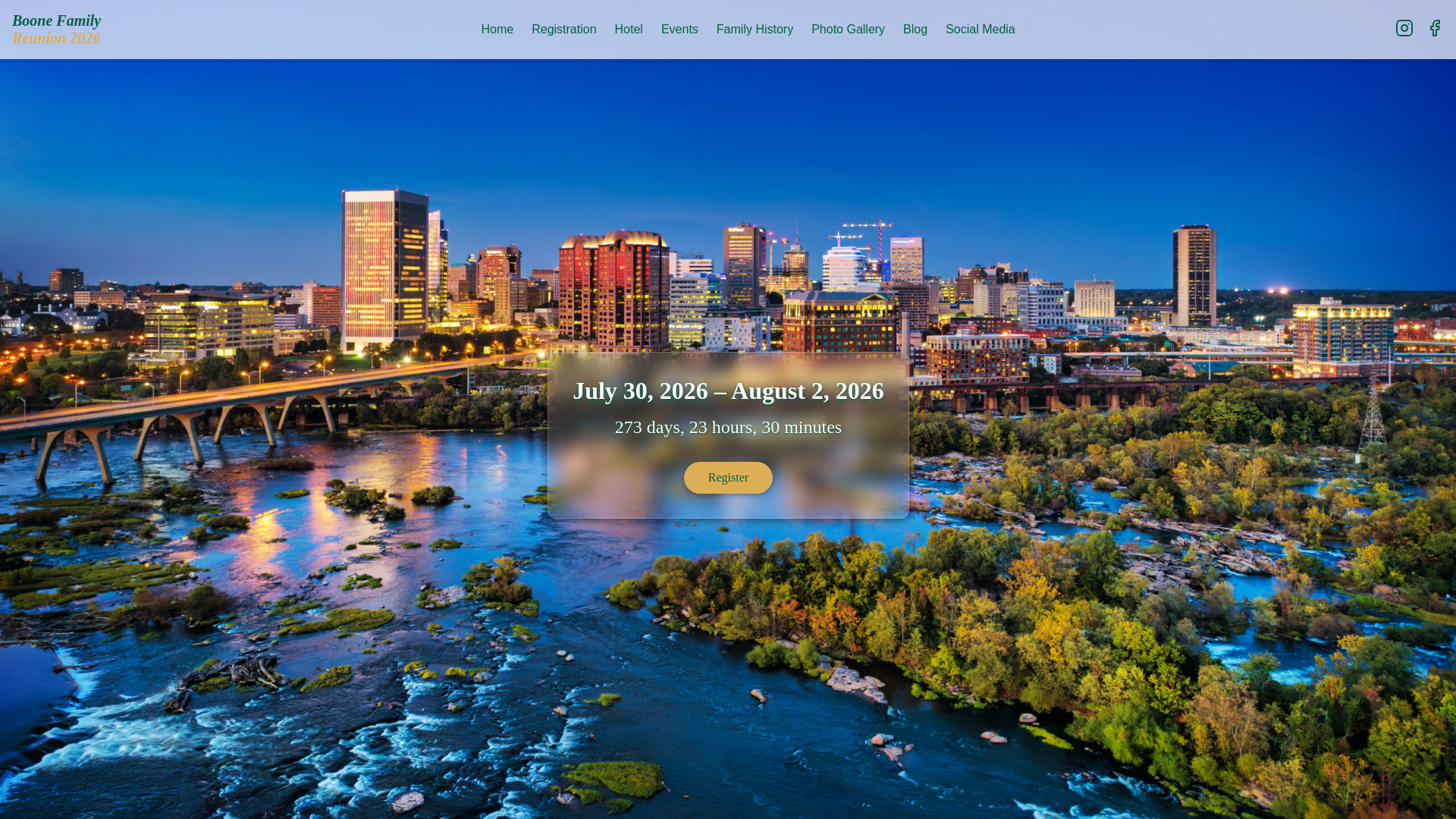 website screenshot of https://boone-family-reunion-website.pages.dev/
