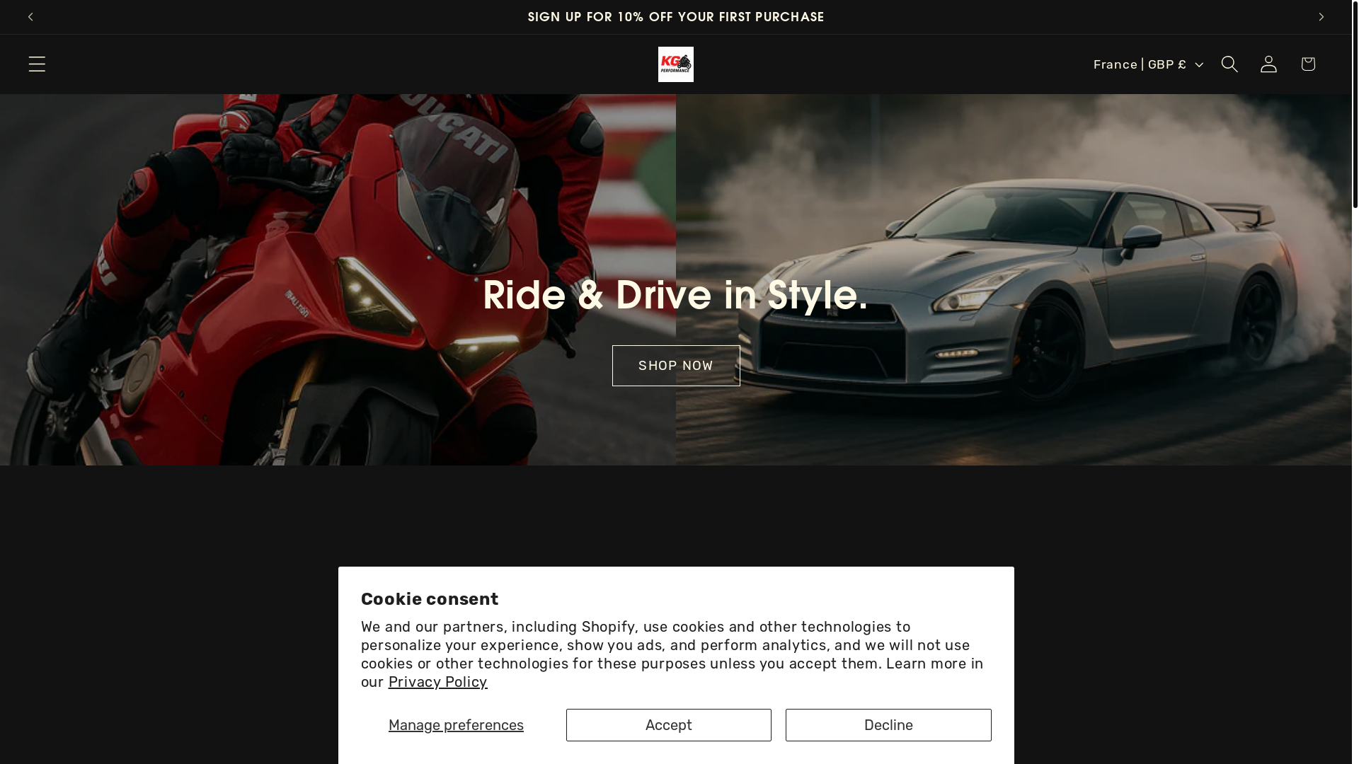website screenshot of https://kgperformance.net/