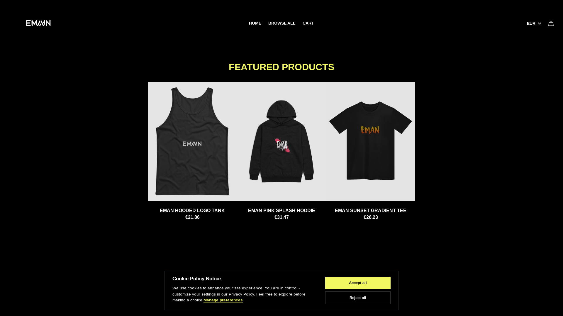 website screenshot of https://theemanshop.com/