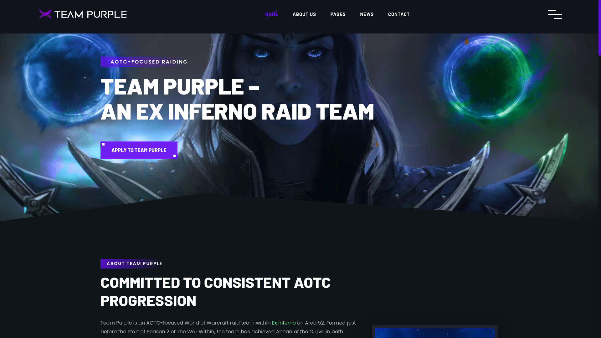 website screenshot of https://teampurple.gg/