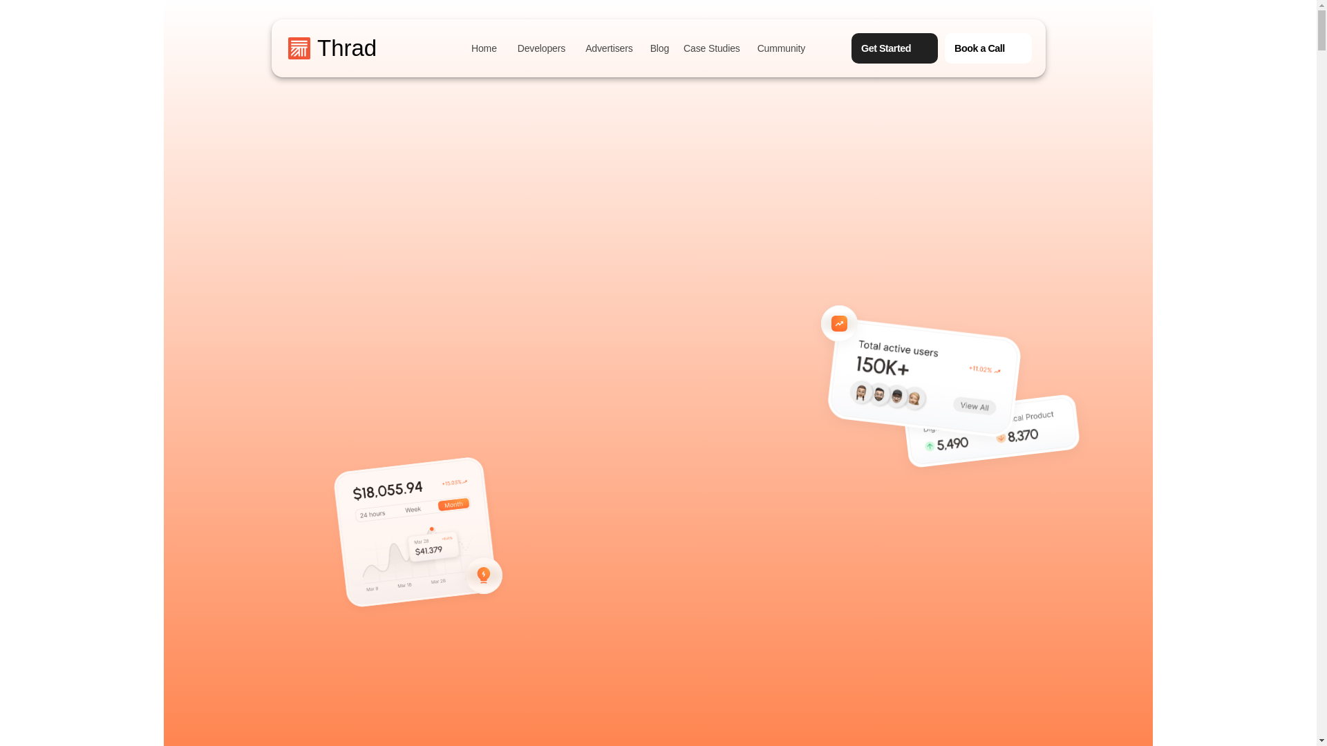 website screenshot of https://thrad.ai/