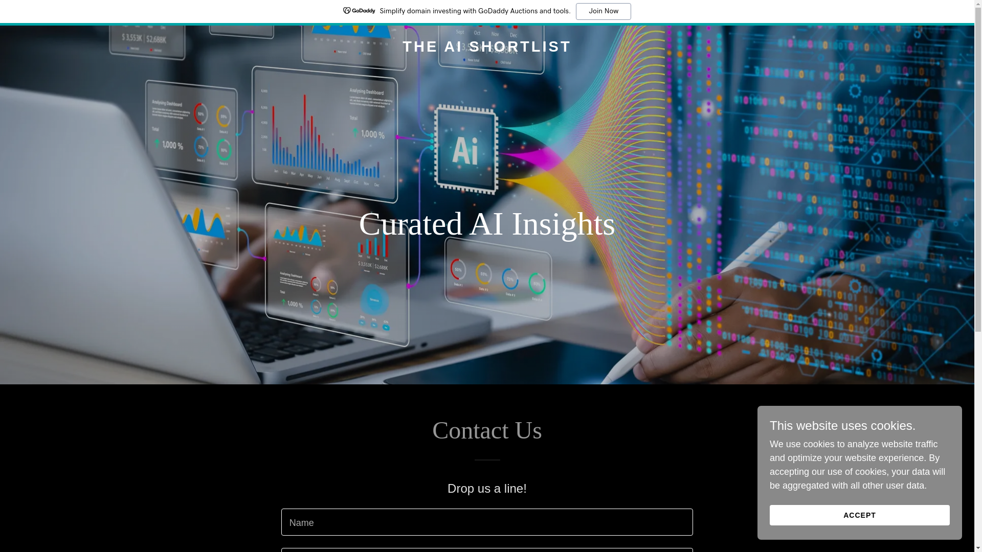 website screenshot of https://theaishortlist.com/