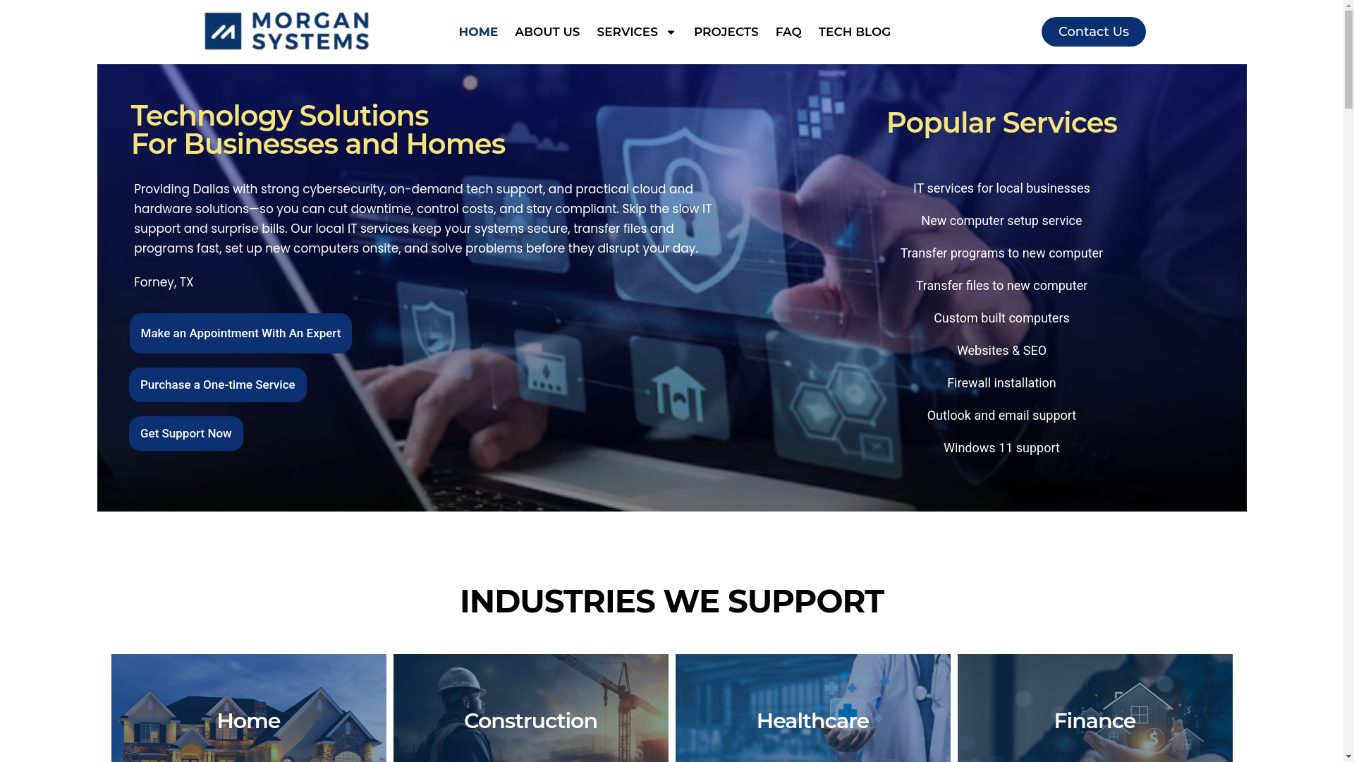 website screenshot of https://morganitsystems.com/