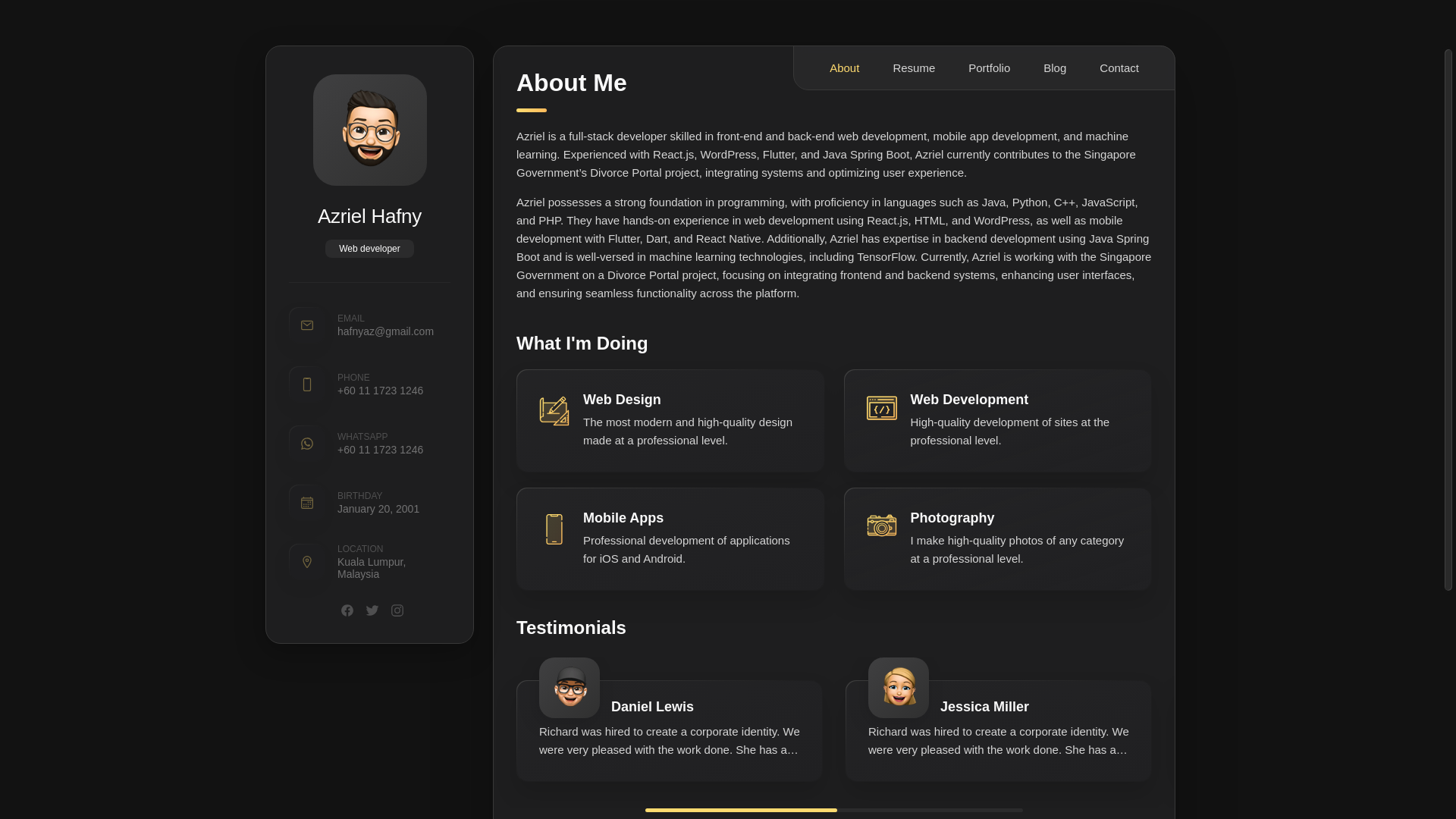 website screenshot of https://azrielhafny.pages.dev/